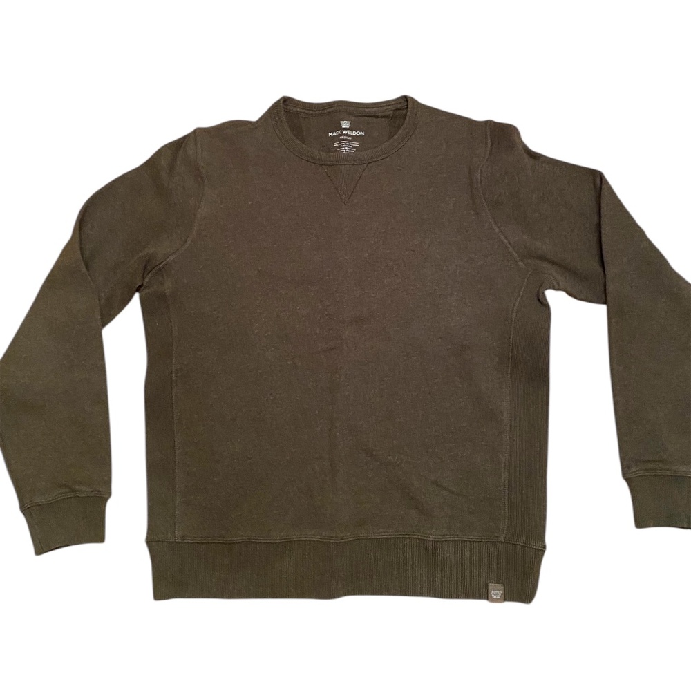 Mack Weldon mens Ace crewneck sweatshirt olive green heather medium